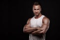 Portrait of athletic man in white undershirt Royalty Free Stock Photo