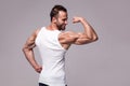 Portrait of athletic man in white undershirt Royalty Free Stock Photo