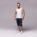 Portrait of athletic man in white undershirt Royalty Free Stock Photo