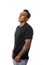 Portrait of athletic young tattooed guy. Studio shot, isolated Royalty Free Stock Photo