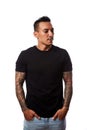 Portrait of athletic young tattooed guy. Studio shot Royalty Free Stock Photo