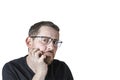 Portrait of an attractive bearded man of European appearance, with a slight gray hair, on an isolated white background. Thoughtful Royalty Free Stock Photo