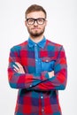 Portrait of attractive bearded young man with arms crossed Royalty Free Stock Photo