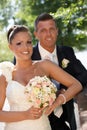 Portrait of attractive bride and groom