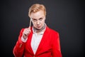 Portrait of attractive business woman holding pencil and thinkin Royalty Free Stock Photo