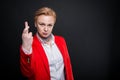 Portrait of attractive business woman showing fingers crossed Royalty Free Stock Photo