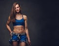 Portrait of attractive female free climber. Royalty Free Stock Photo