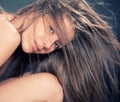 Portrait of attractive girl with fly-away hair Royalty Free Stock Photo