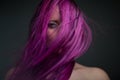 Portrait attractive girl with violet hair Royalty Free Stock Photo