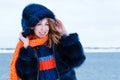 Portrait Girl Outdoors in Winter Royalty Free Stock Photo