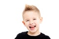 Portrait of attractive laughing boy with stylish hairstyle