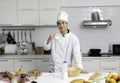 Portrait of attractive man chef with fresh milk Royalty Free Stock Photo