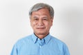 Portrait of attractive senior asian man smiling and looking at camera in studio