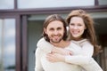 Portrait of attractive smiling married couple outdoors Royalty Free Stock Photo