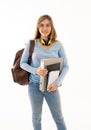 Portrait of attractive teenager girl with backpack happy with student lifestyle and learning Royalty Free Stock Photo