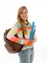 Portrait of attractive teenager girl with backpack happy with student lifestyle and learning Royalty Free Stock Photo