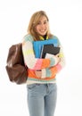 Portrait of attractive teenager girl with backpack happy with student lifestyle and learning Royalty Free Stock Photo