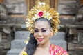 Attractive traditional balinese dancer smiling Royalty Free Stock Photo