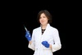 portrait of attractive woman doctor with syringe Royalty Free Stock Photo