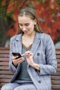 Portrait of attractive woman in the park