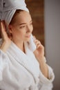 Portrait of attractive woman after spa procedures Royalty Free Stock Photo
