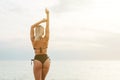 Portrait of attractive young woman in bikini on the beach. Royalty Free Stock Photo