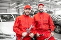 Portrait of auto mechanics at the car service Royalty Free Stock Photo