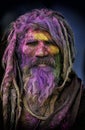 Portrait of a Baba during Holi Festival at Nandgaon,UttarPradesh,India Royalty Free Stock Photo