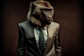 Portrait of a baboon dressed in a formal business