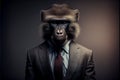 Portrait of a baboon dressed in a formal business