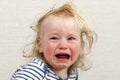 Portrait baby blonde hair emotion crying tears Royalty Free Stock Photo