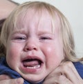 Portrait baby blonde hair emotion crying tears Royalty Free Stock Photo