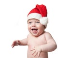 Portrait of baby boy in christmas hat Royalty Free Stock Photo