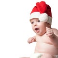 Portrait of baby boy in christmas hat Royalty Free Stock Photo