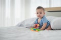 Portrait baby girl playing toys Royalty Free Stock Photo