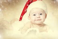 Portrait of a baby girl with Santa hat