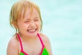 Portrait of baby girl in swimming pool Royalty Free Stock Photo