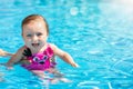 Portrait of a baby girl in a swimming pool Royalty Free Stock Photo