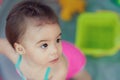 Portrait of baby girl in swimming pool Royalty Free Stock Photo