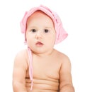 Portrait baby girl wearing pink hat Royalty Free Stock Photo