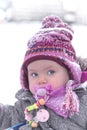 Portrait of a baby girl in winter Royalty Free Stock Photo