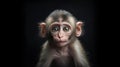 Portrait of a baby monkey on black background. Generative AI Royalty Free Stock Photo