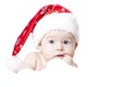 Portrait of a baby with Santa hat isolated on white