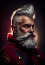 Portrait of a bad brutal mature Santa Claus on black background