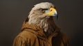 Hyper Realistic Eagle Portrait In Brown Jacket