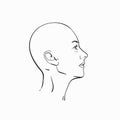 Portrait of bald headed woman in profile, Royalty Free Stock Photo