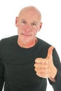 Portrait bald man with thumbs up Royalty Free Stock Photo