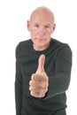 Portrait bald man with thumbs up Royalty Free Stock Photo