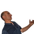 Portrait of a bald middle-aged man ask a rhetorical question Royalty Free Stock Photo