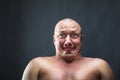 Portrait of bald scared man Royalty Free Stock Photo